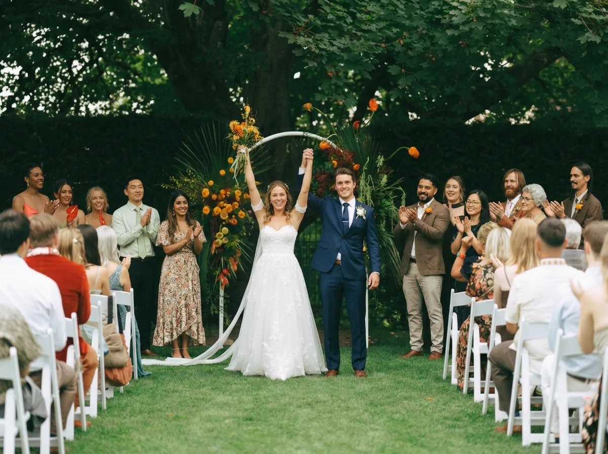 Walking up the aisle as newlyweds
