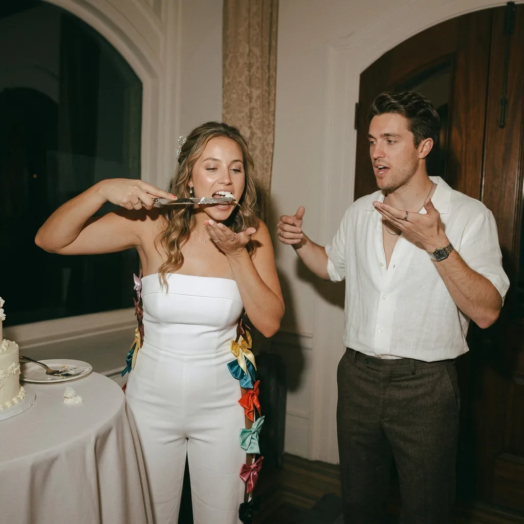 Bride eating cake