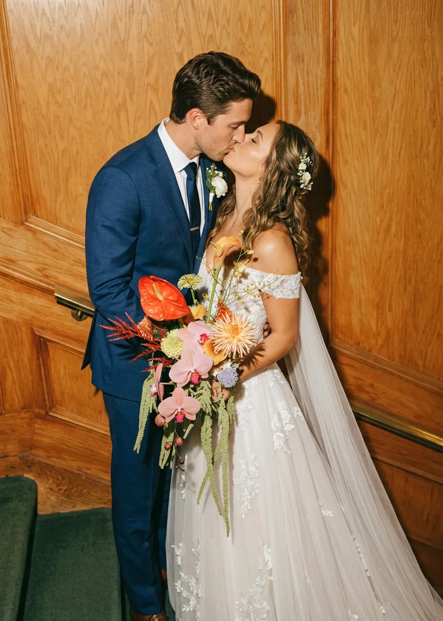 Flash kiss in doorway